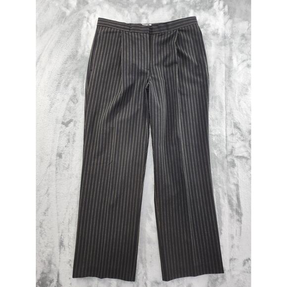 Liz Claiborne Pants - Vintage Liz Claiborne Kylie Pin Striped Pleated Trouser Pants Size 14P Black Tan